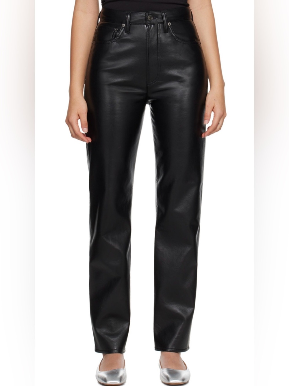 AGOLDE  Black 90’s Pinch Waist Recycled Leather Pants